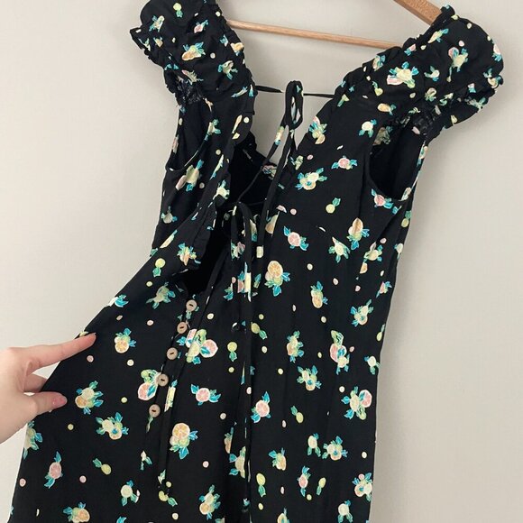Free People Like A Lady Black Citrus Print Mini Dress Size Medium - Picture 5 of 7